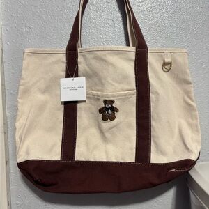 American Eagle Outfitters Tan and Brown Tote Bag